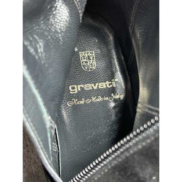 Gravati Knee High Black Suede Leather Heeled Boots Hand Made In Italy Size 9 - Picture 5 of 9